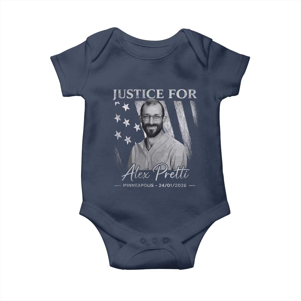 Justice For Alex Pretti Baby Onesie Minneapolis Tribute 2026 Vintage American Flag
