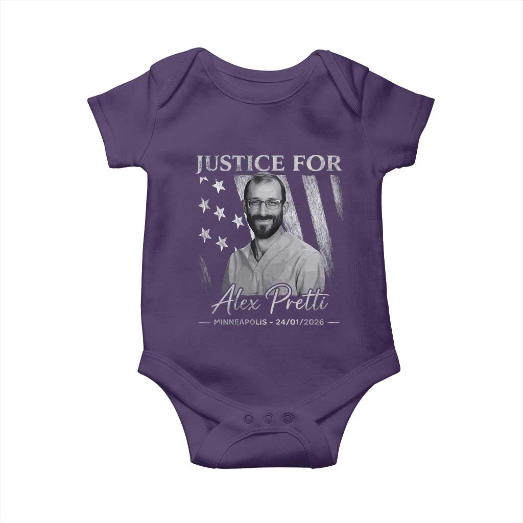 Justice For Alex Pretti Baby Onesie Minneapolis Tribute 2026 Vintage American Flag