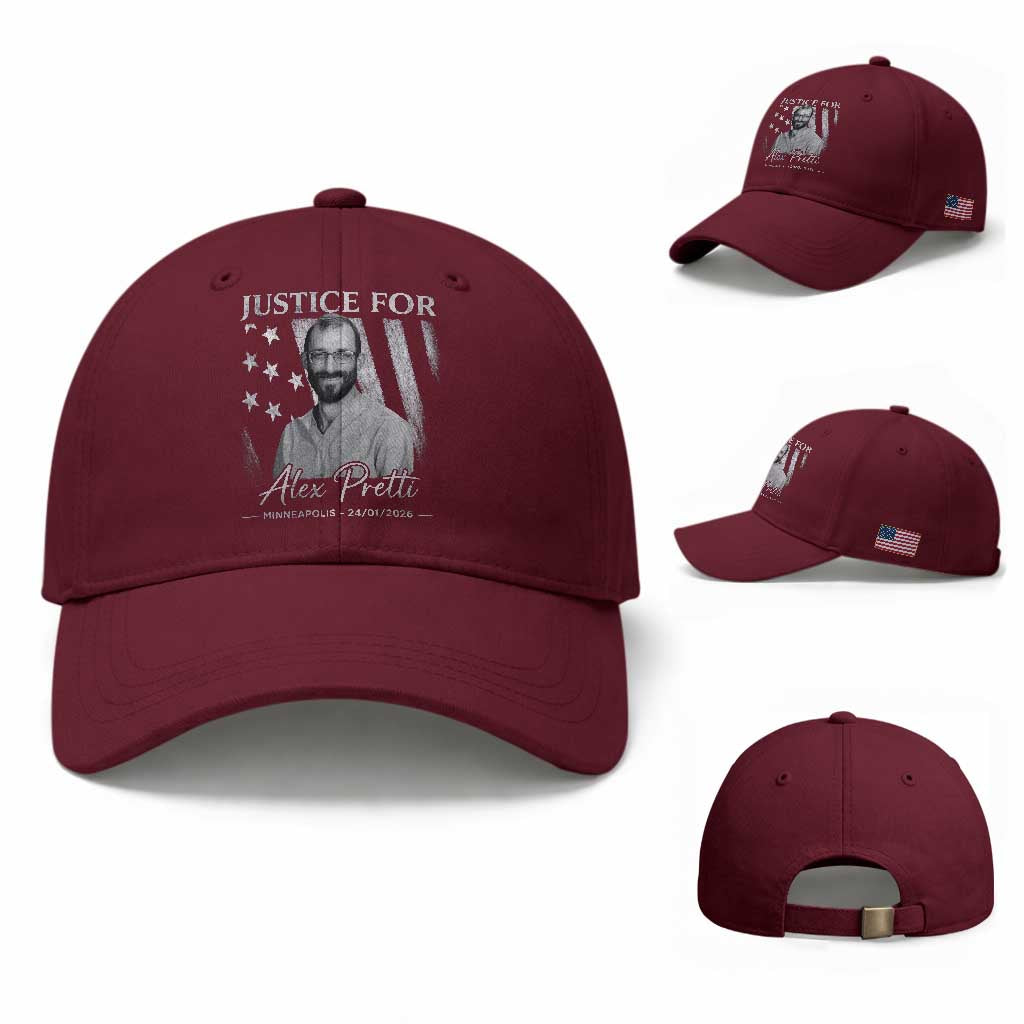 Justice For Alex Pretti Baseball Cap Minneapolis Tribute 2026 Vintage American Flag