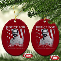 Justice For Alex Pretti Ceramic Ornament Minneapolis Tribute 2026 Vintage American Flag
