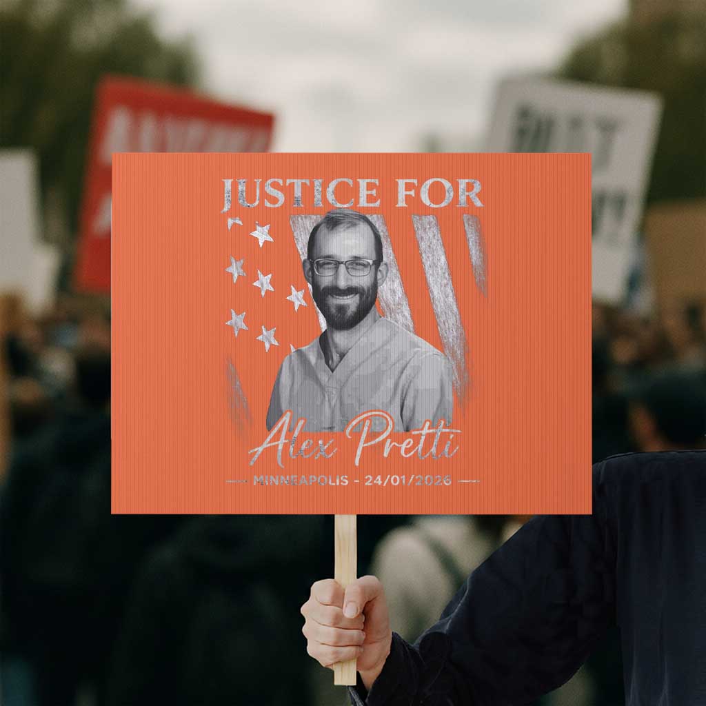 Justice For Alex Pretti Protest Sign Minneapolis Tribute 2026 Vintage American Flag