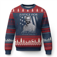Justice For Alex Pretti Ugly Christmas Sweater Minneapolis Tribute 2026 Vintage American Flag