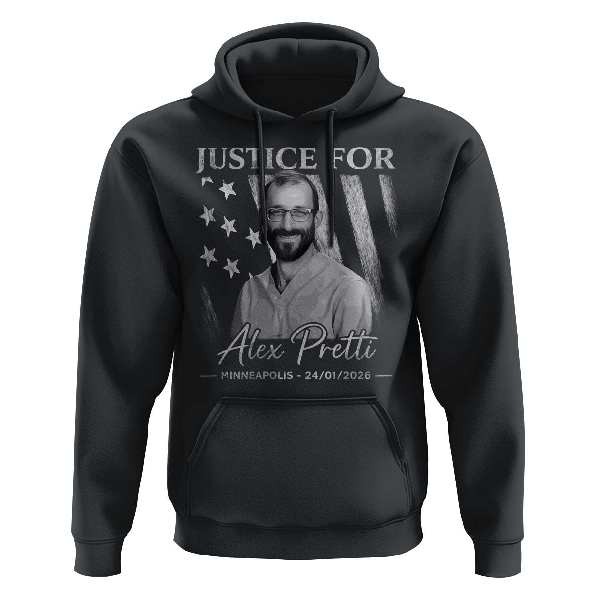 Justice For Alex Pretti Hoodie Minneapolis Tribute 2026 Vintage American Flag