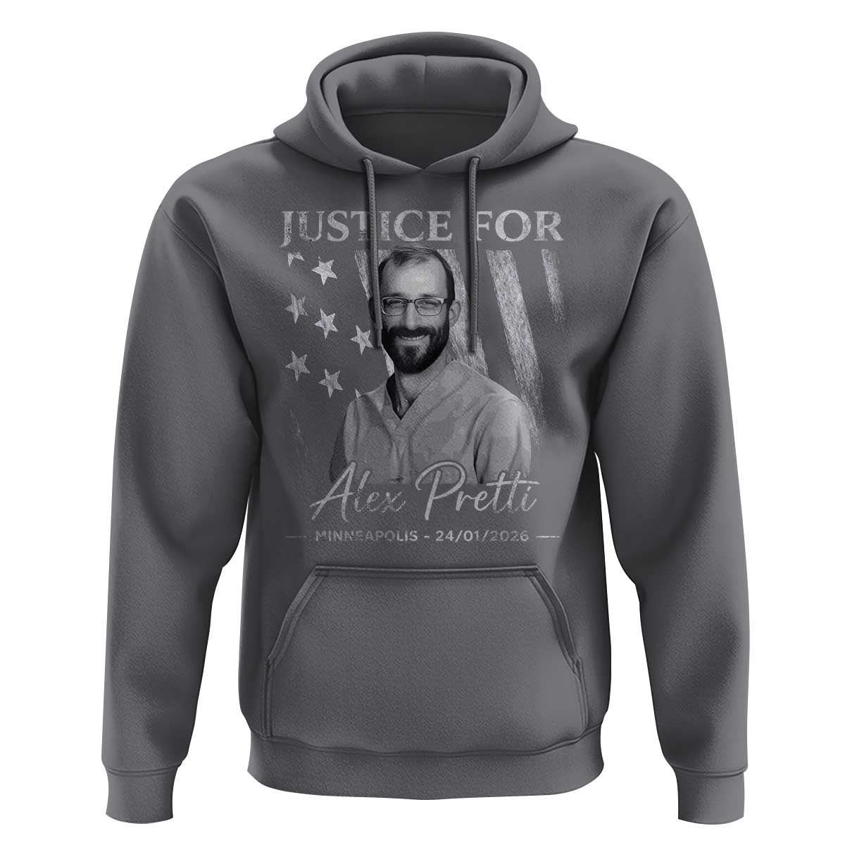 Justice For Alex Pretti Hoodie Minneapolis Tribute 2026 Vintage American Flag