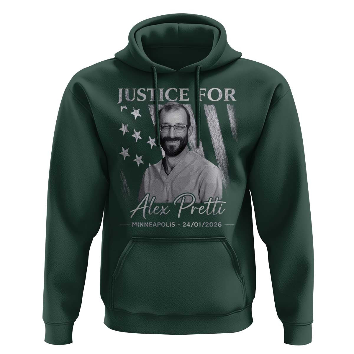 Justice For Alex Pretti Hoodie Minneapolis Tribute 2026 Vintage American Flag