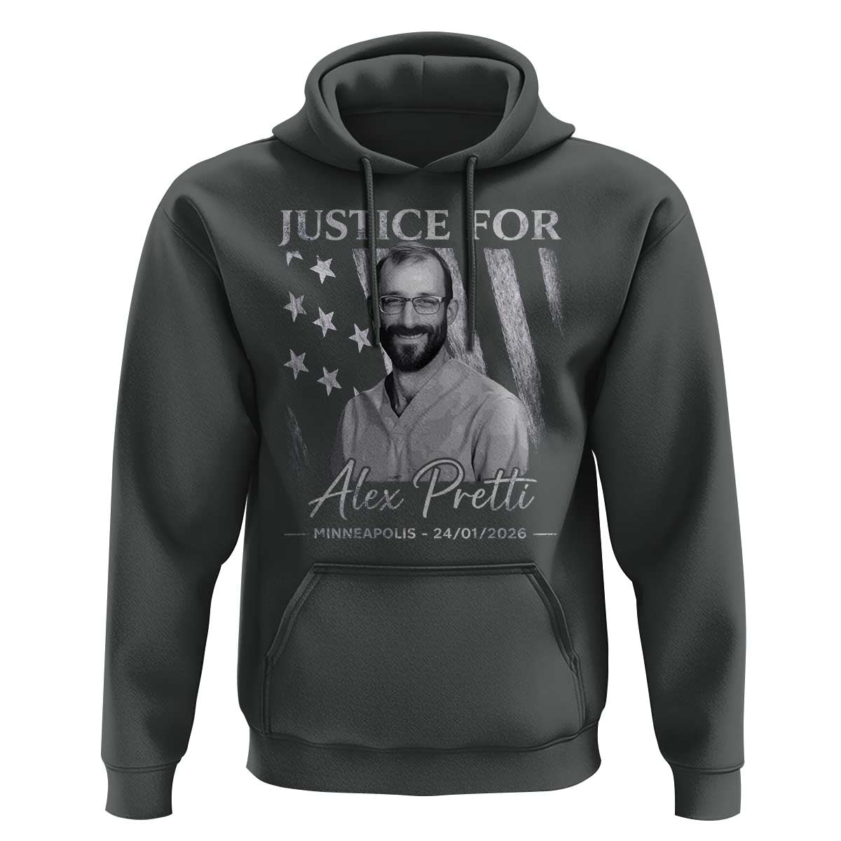 Justice For Alex Pretti Hoodie Minneapolis Tribute 2026 Vintage American Flag