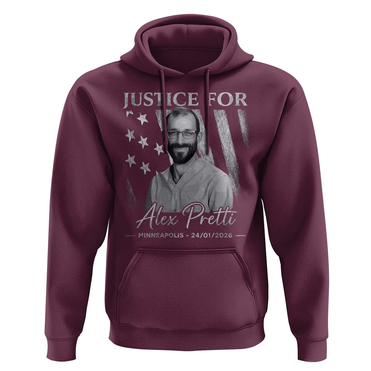 Justice For Alex Pretti Hoodie Minneapolis Tribute 2026 Vintage American Flag