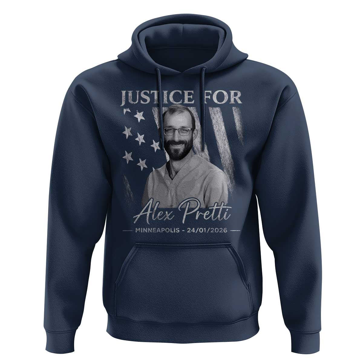 Justice For Alex Pretti Hoodie Minneapolis Tribute 2026 Vintage American Flag