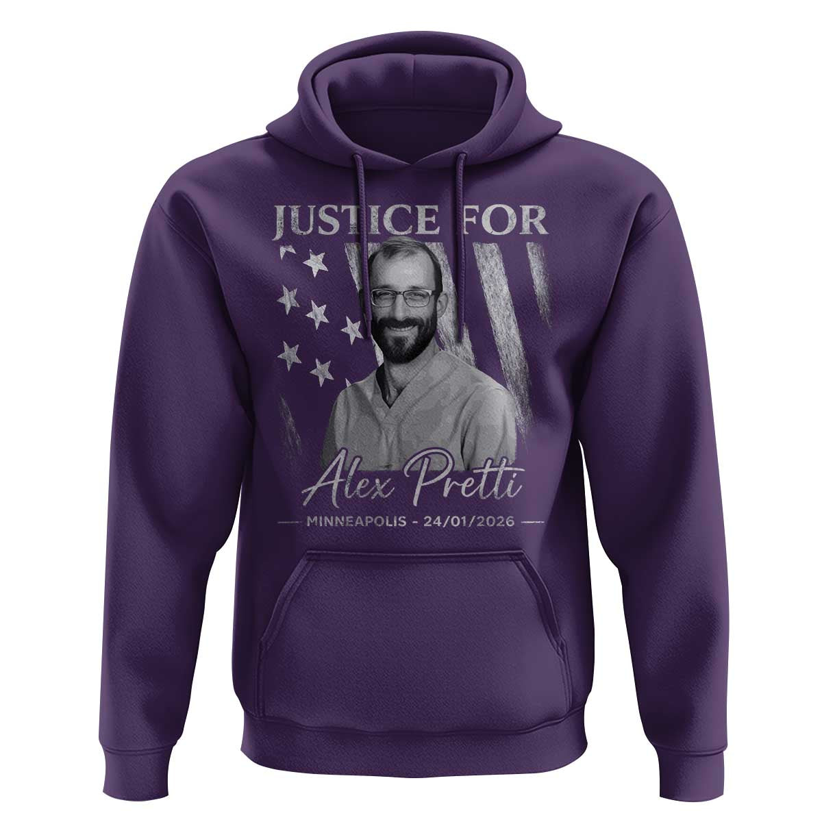 Justice For Alex Pretti Hoodie Minneapolis Tribute 2026 Vintage American Flag