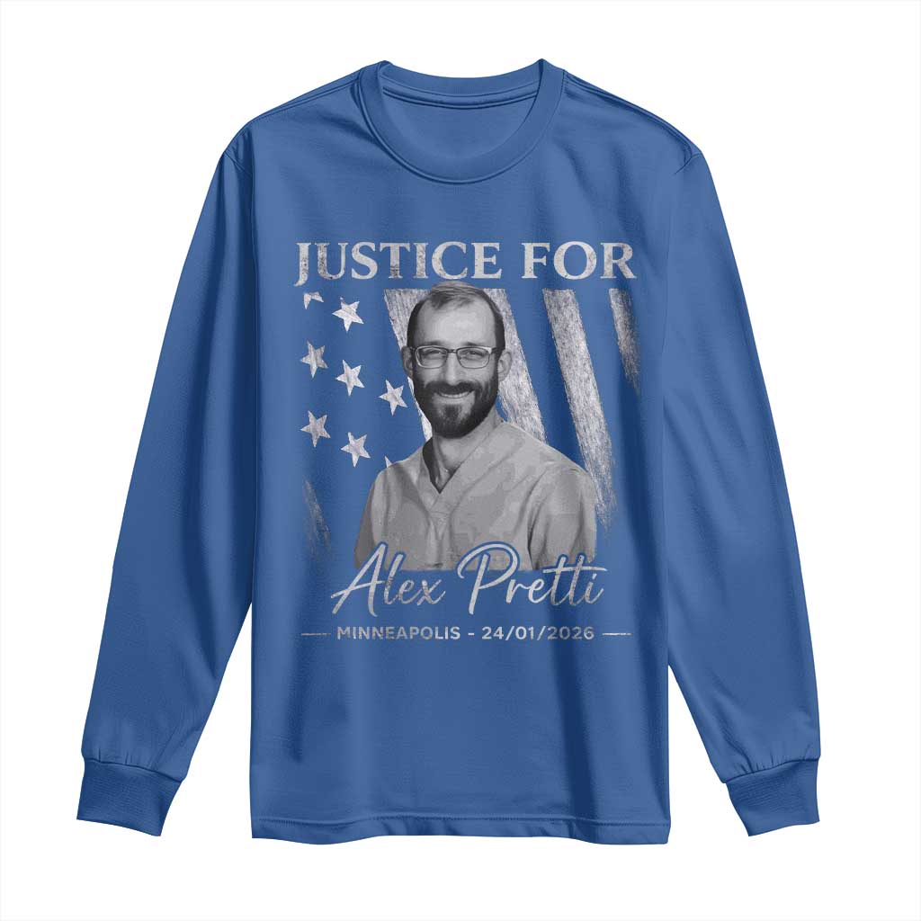 Justice For Alex Pretti Long Sleeve Shirt Minneapolis Tribute 2026 Vintage American Flag