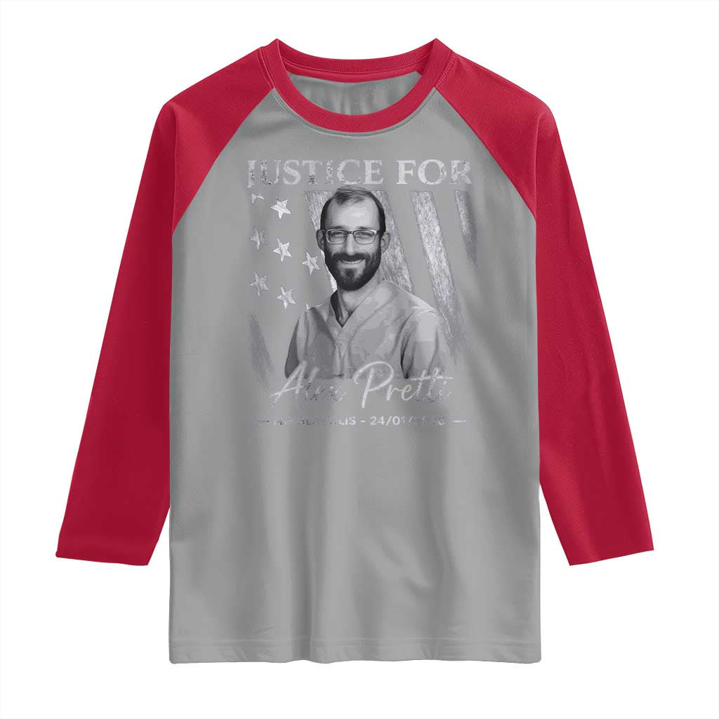 Justice For Alex Pretti Raglan Shirt Minneapolis Tribute 2026 Vintage American Flag