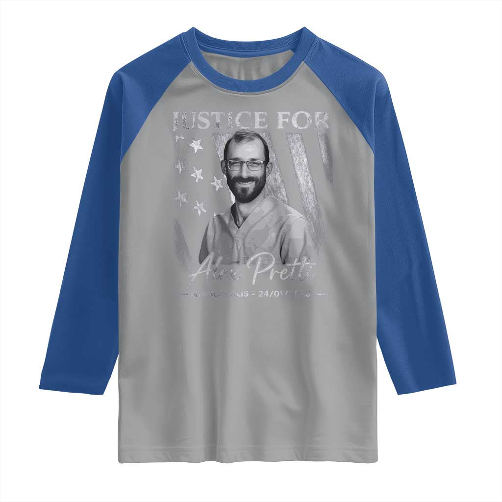 Justice For Alex Pretti Raglan Shirt Minneapolis Tribute 2026 Vintage American Flag