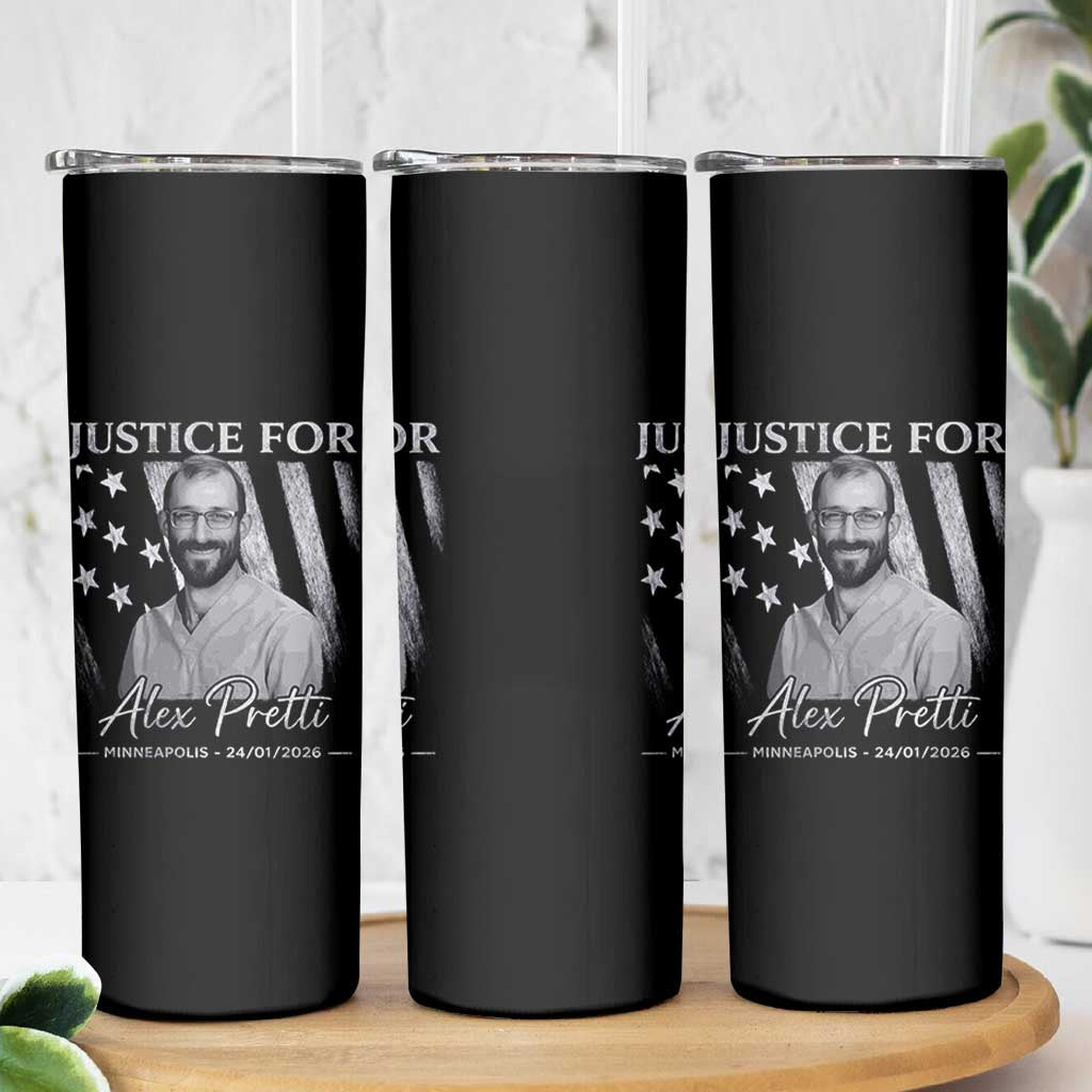 Justice For Alex Pretti Skinny Tumbler Minneapolis Tribute 2026 Vintage American Flag