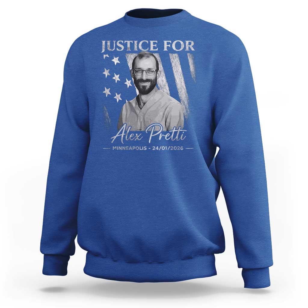 Justice For Alex Pretti Sweatshirt Minneapolis Tribute 2026 Vintage American Flag