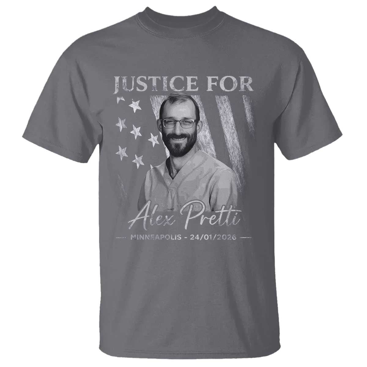 Justice For Alex Pretti T Shirt Minneapolis Tribute 2026 Vintage American Flag
