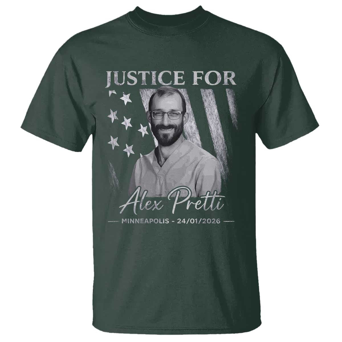 Justice For Alex Pretti T Shirt Minneapolis Tribute 2026 Vintage American Flag