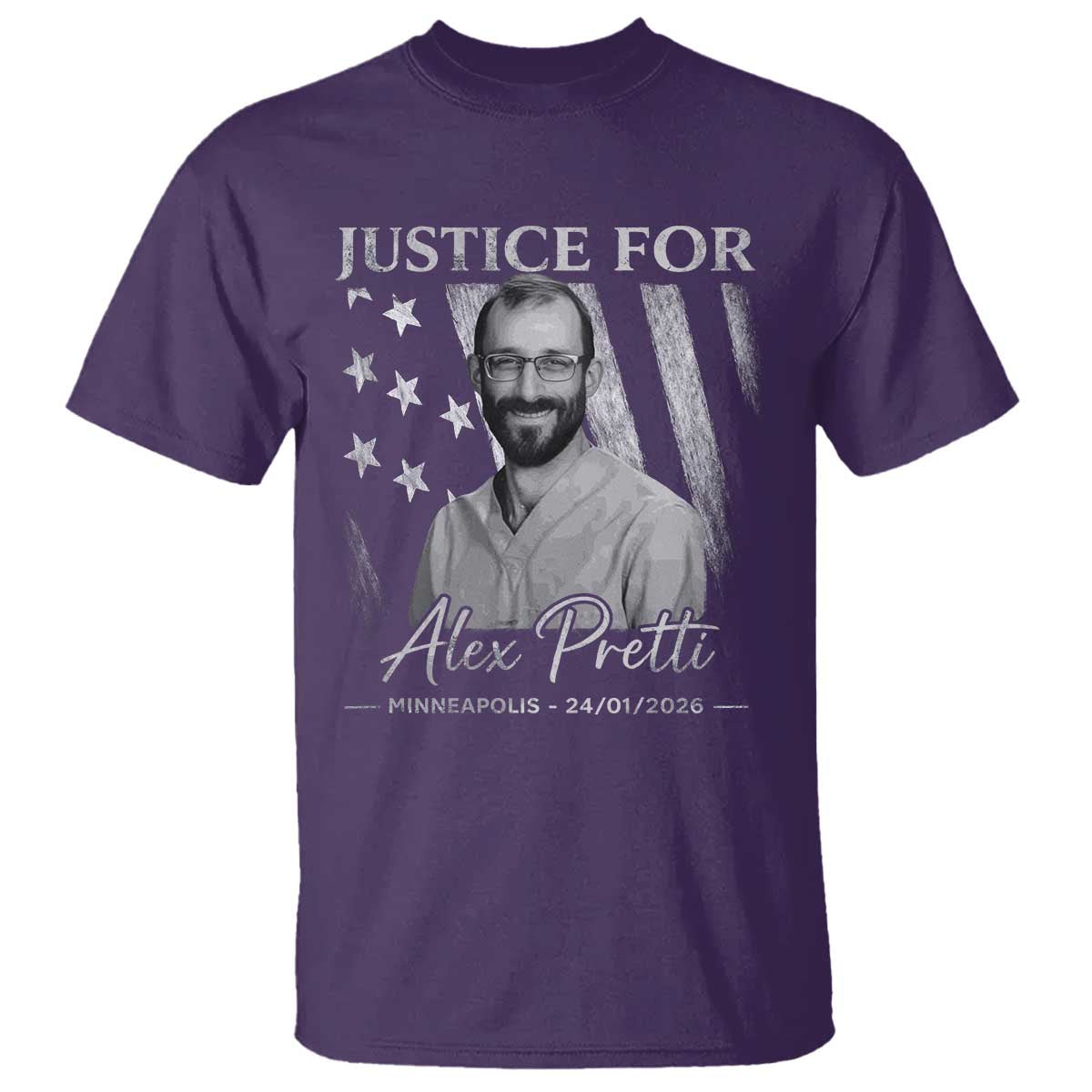 Justice For Alex Pretti T Shirt Minneapolis Tribute 2026 Vintage American Flag