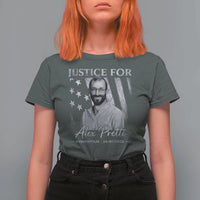 Justice For Alex Pretti T Shirt For Women Minneapolis Tribute 2026 Vintage American Flag