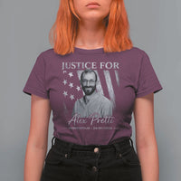 Justice For Alex Pretti T Shirt For Women Minneapolis Tribute 2026 Vintage American Flag