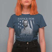 Justice For Alex Pretti T Shirt For Women Minneapolis Tribute 2026 Vintage American Flag