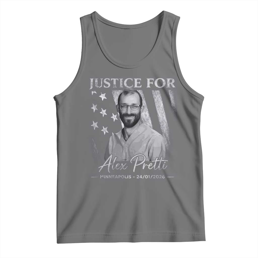 Justice For Alex Pretti Tank Top Minneapolis Tribute 2026 Vintage American Flag