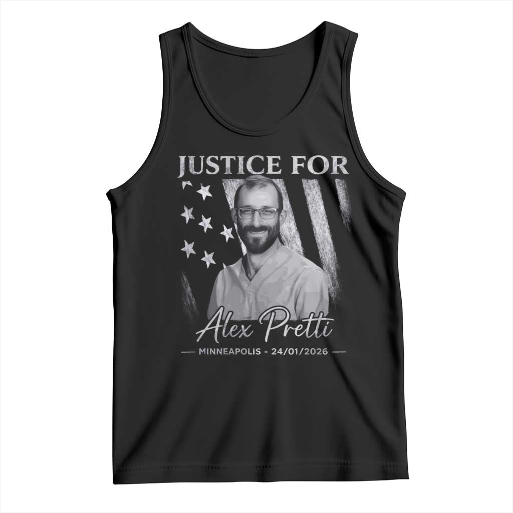 Justice For Alex Pretti Tank Top Minneapolis Tribute 2026 Vintage American Flag