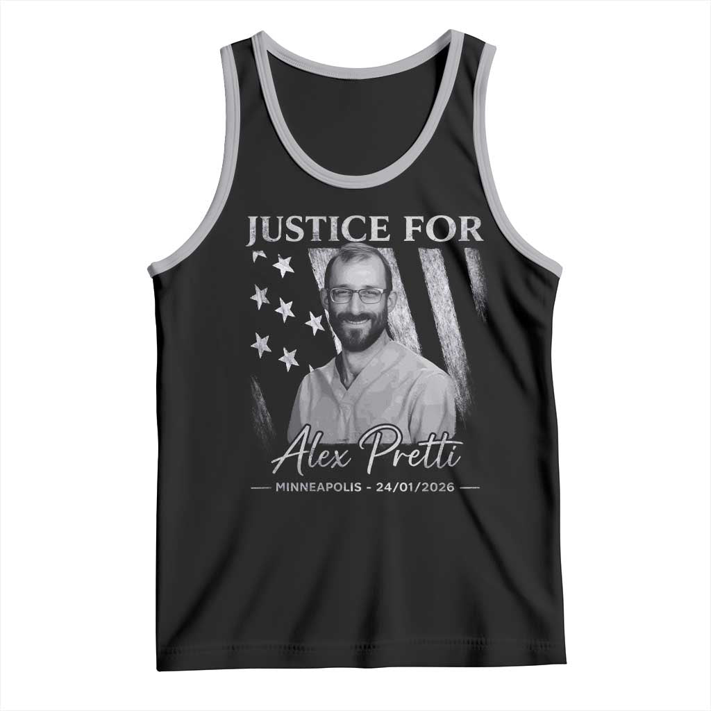 Justice For Alex Pretti Tank Top Minneapolis Tribute 2026 Vintage American Flag