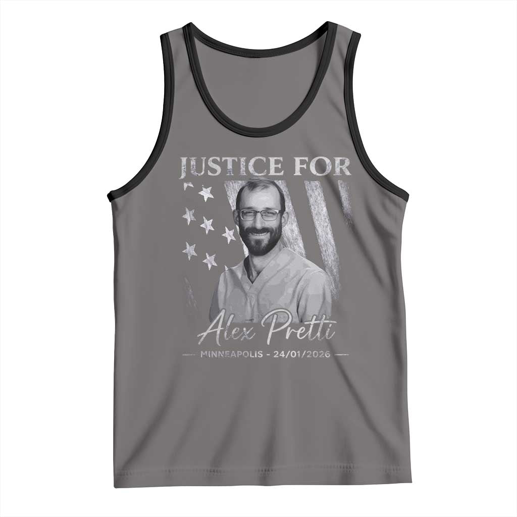 Justice For Alex Pretti Tank Top Minneapolis Tribute 2026 Vintage American Flag