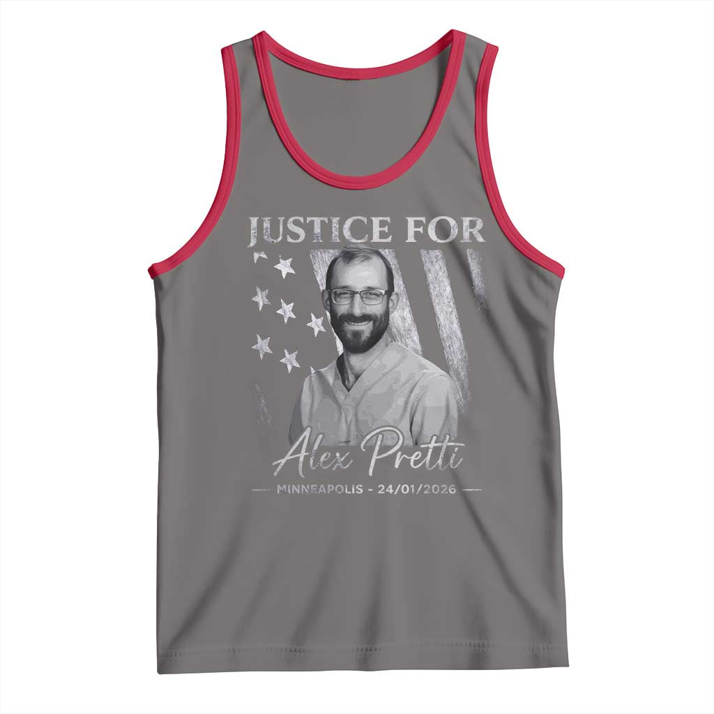 Justice For Alex Pretti Tank Top Minneapolis Tribute 2026 Vintage American Flag