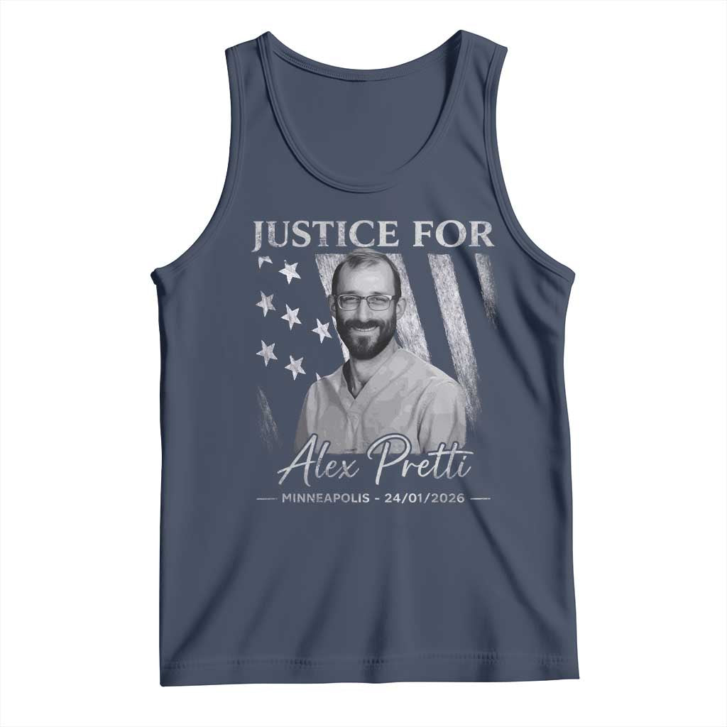 Justice For Alex Pretti Tank Top Minneapolis Tribute 2026 Vintage American Flag
