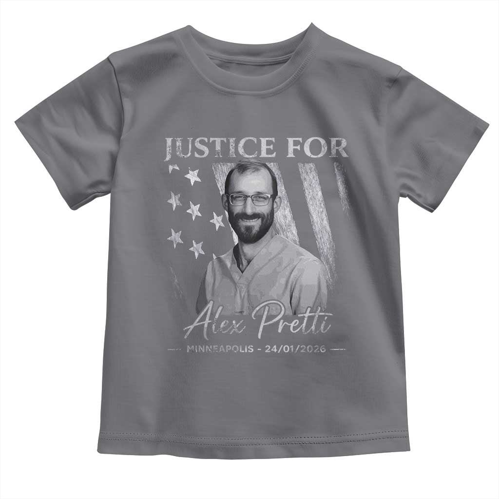 Justice For Alex Pretti Toddler T Shirt Minneapolis Tribute 2026 Vintage American Flag