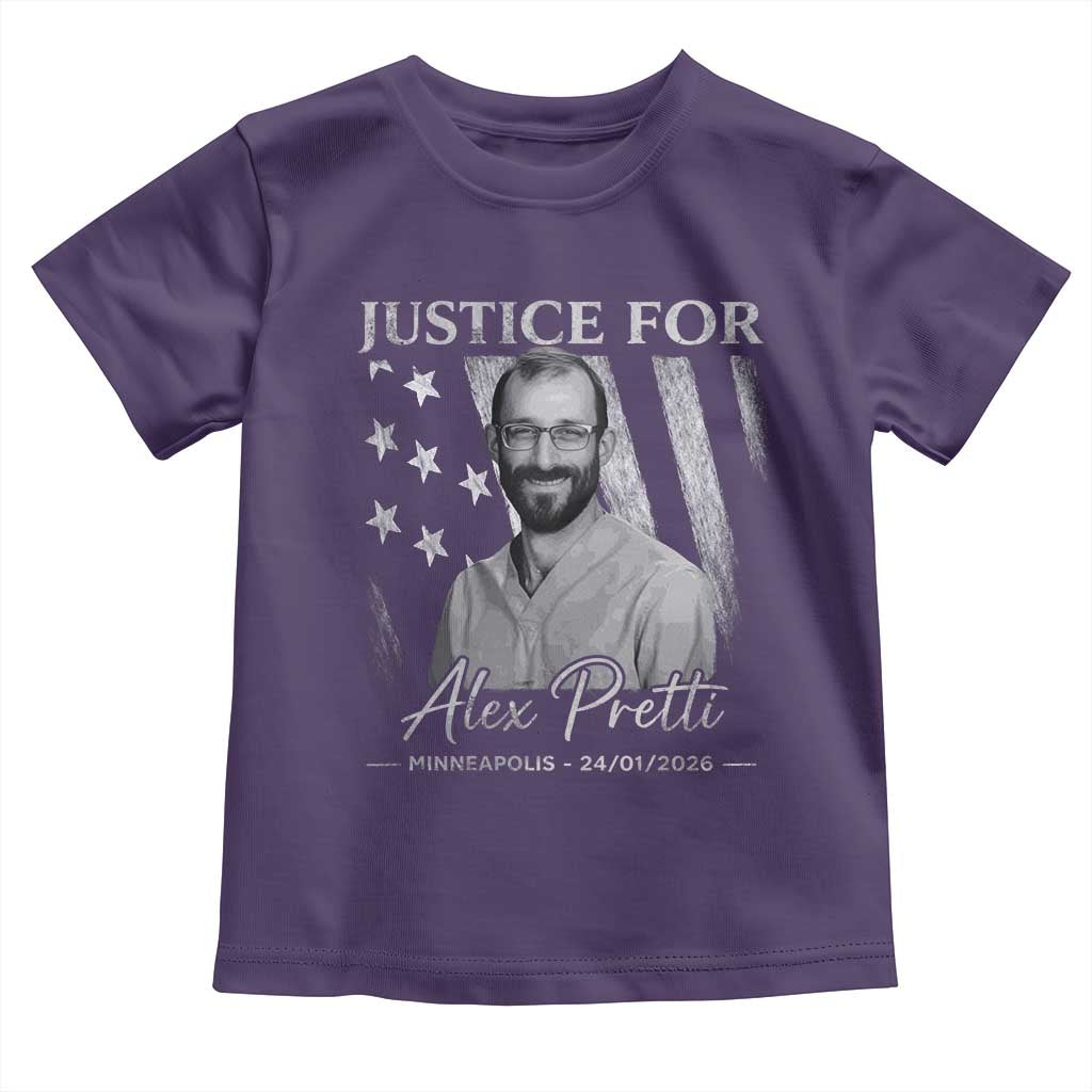 Justice For Alex Pretti Toddler T Shirt Minneapolis Tribute 2026 Vintage American Flag