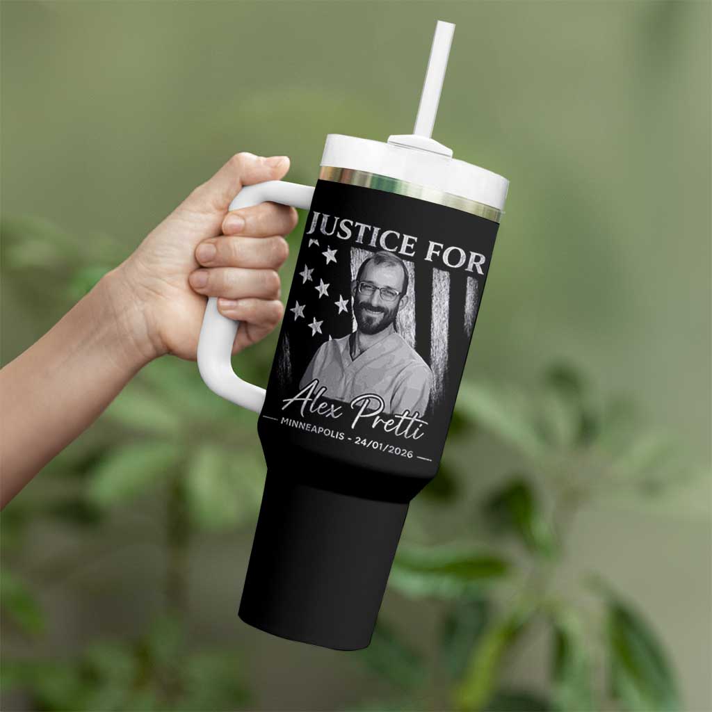 Justice For Alex Pretti Tumbler With Handle Minneapolis Tribute 2026 Vintage American Flag