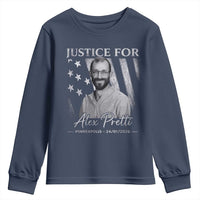 Justice For Alex Pretti Youth Sweatshirt Minneapolis Tribute 2026 Vintage American Flag