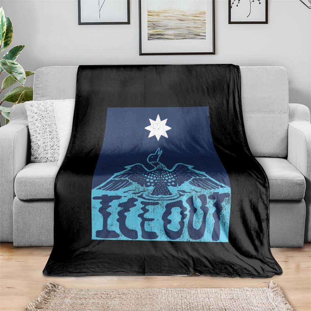 Ice Out Minnesota Loon Throw Blanket MN State Protest