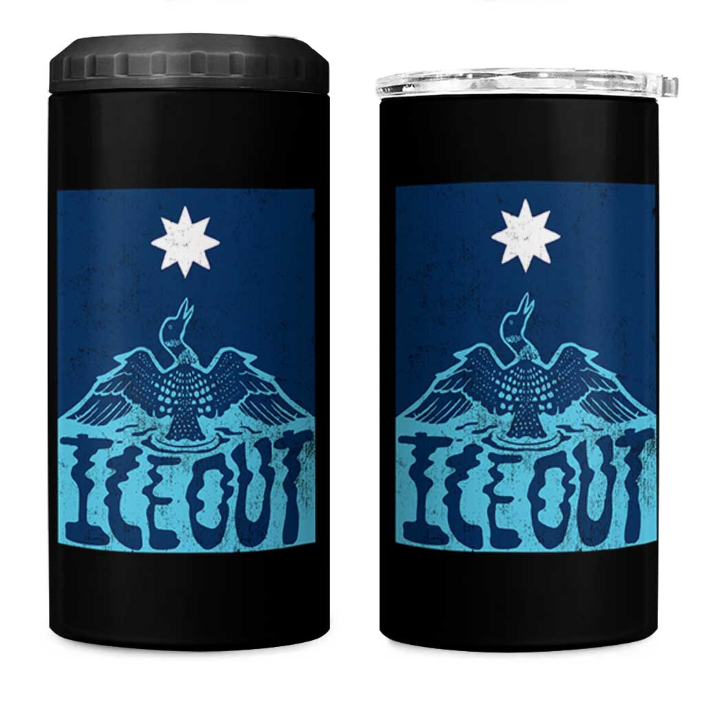 Ice Out Minnesota Loon 4 in 1 Can Cooler Tumbler MN State Protest