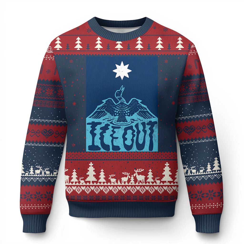 Ice Out Minnesota Loon Ugly Christmas Sweater MN State Protest