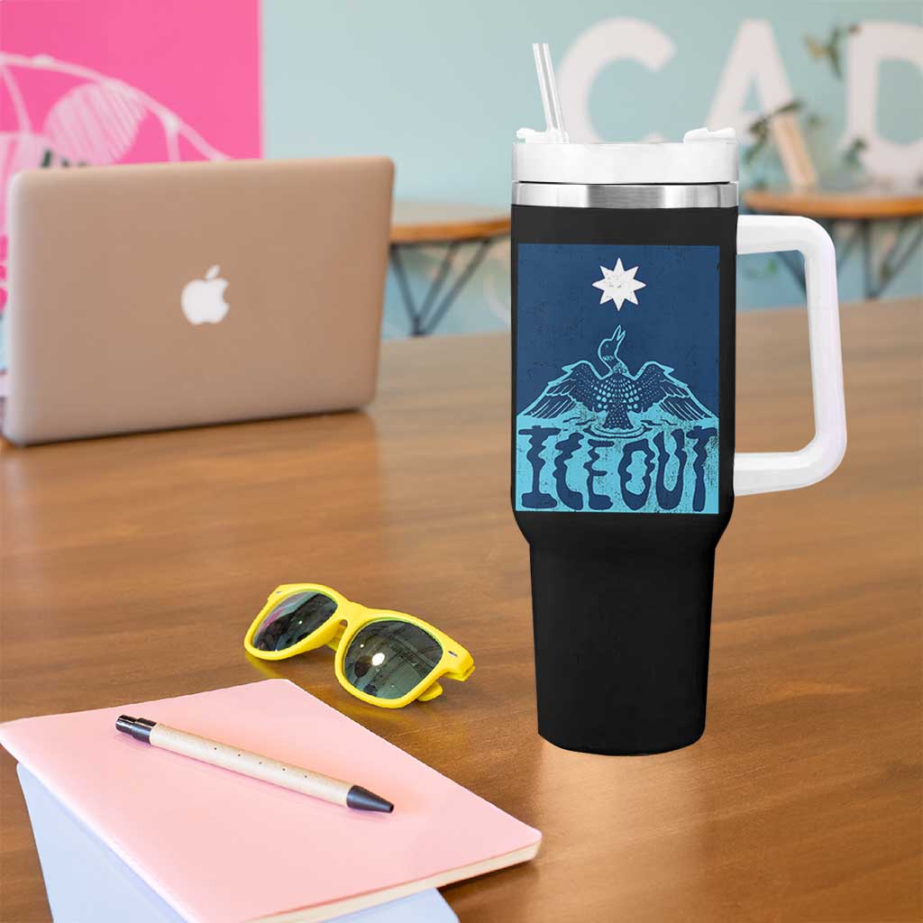 Ice Out Minnesota Loon Tumbler With Handle MN State Protest