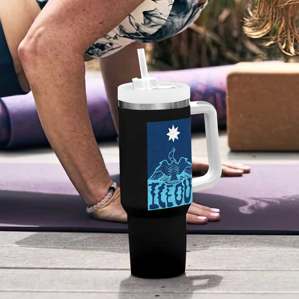 Ice Out Minnesota Loon Tumbler With Handle MN State Protest