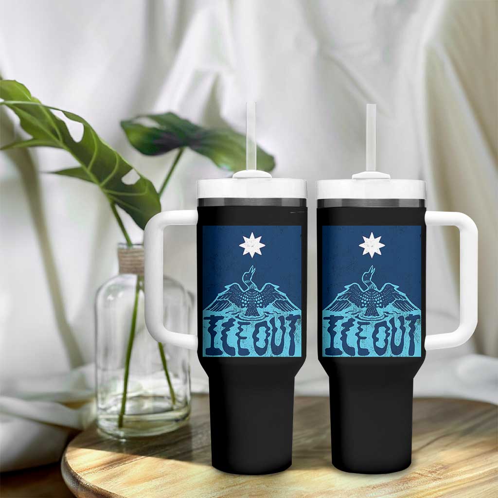 Ice Out Minnesota Loon Tumbler With Handle MN State Protest