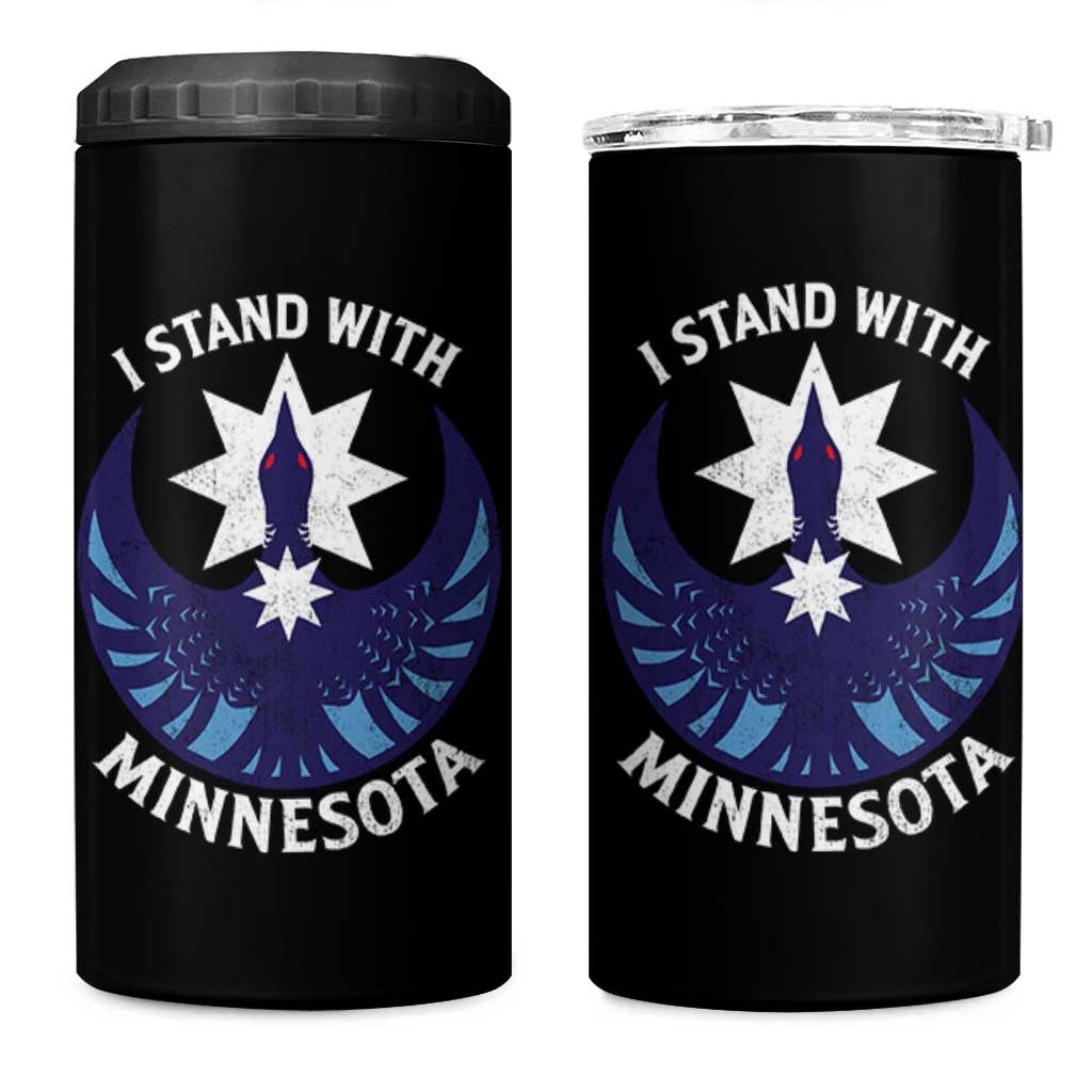 I Stand With Minnesota 4 in 1 Can Cooler Tumbler Rebel Common Loon Minnesota Protest