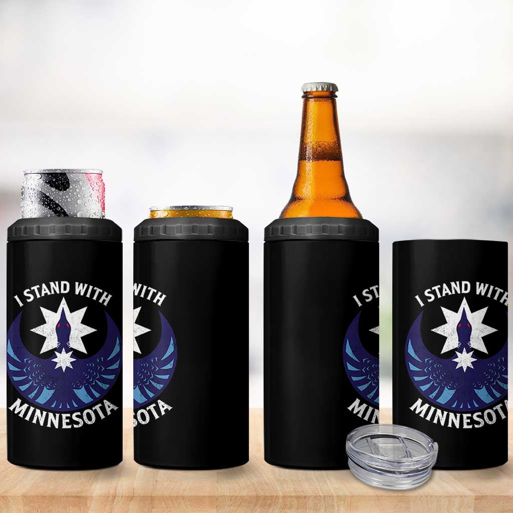 I Stand With Minnesota 4 in 1 Can Cooler Tumbler Rebel Common Loon Minnesota Protest