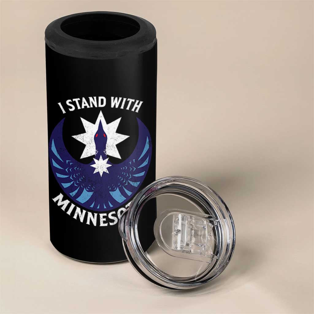 I Stand With Minnesota 4 in 1 Can Cooler Tumbler Rebel Common Loon Minnesota Protest