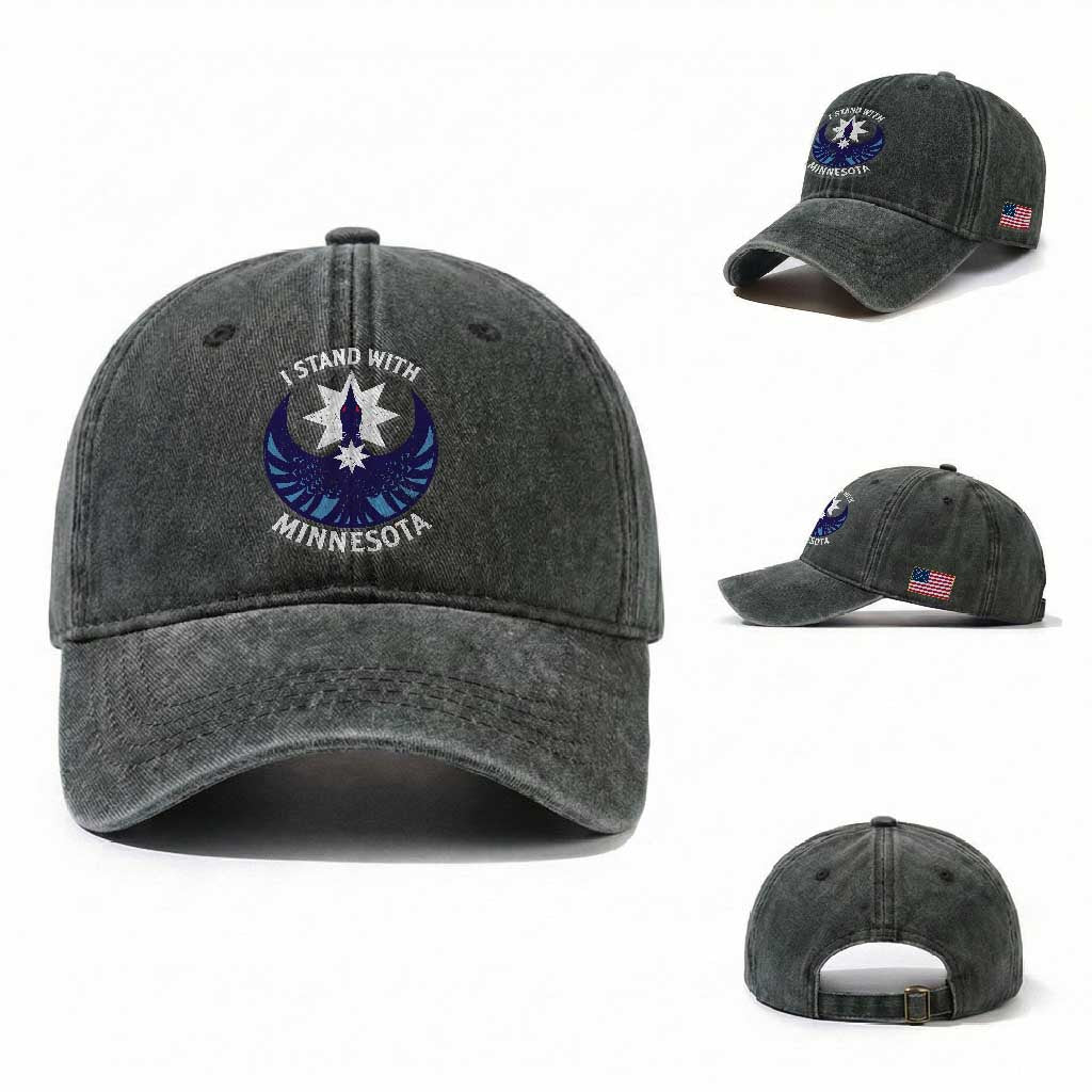 I Stand With Minnesota Washed Cotton Baseball Cap Rebel Common Loon Minnesota Protest