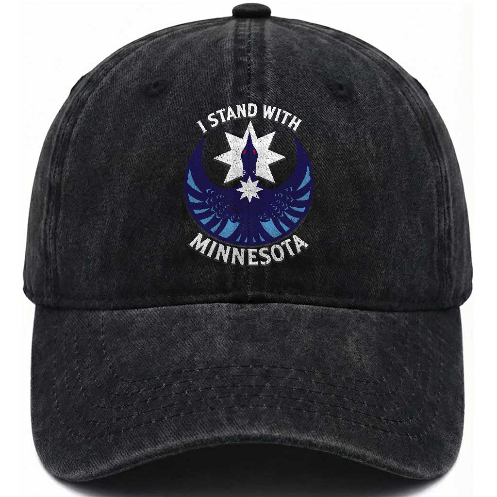 I Stand With Minnesota Washed Cotton Baseball Cap Rebel Common Loon Minnesota Protest
