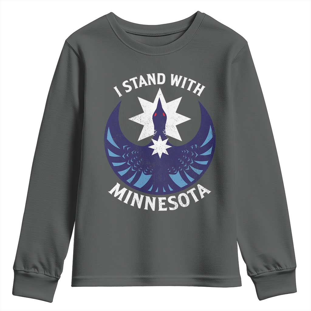 I Stand With Minnesota Youth Sweatshirt Rebel Common Loon Minnesota Protest