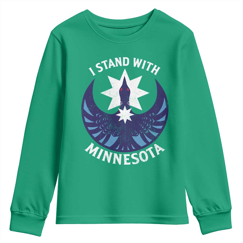I Stand With Minnesota Youth Sweatshirt Rebel Common Loon Minnesota Protest