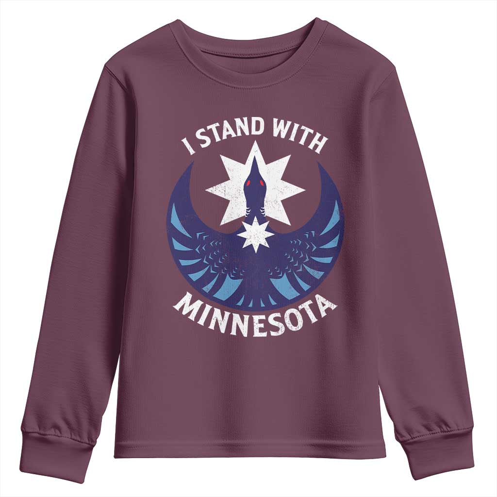 I Stand With Minnesota Youth Sweatshirt Rebel Common Loon Minnesota Protest