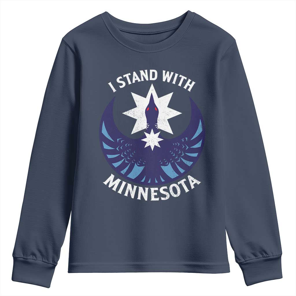 I Stand With Minnesota Youth Sweatshirt Rebel Common Loon Minnesota Protest