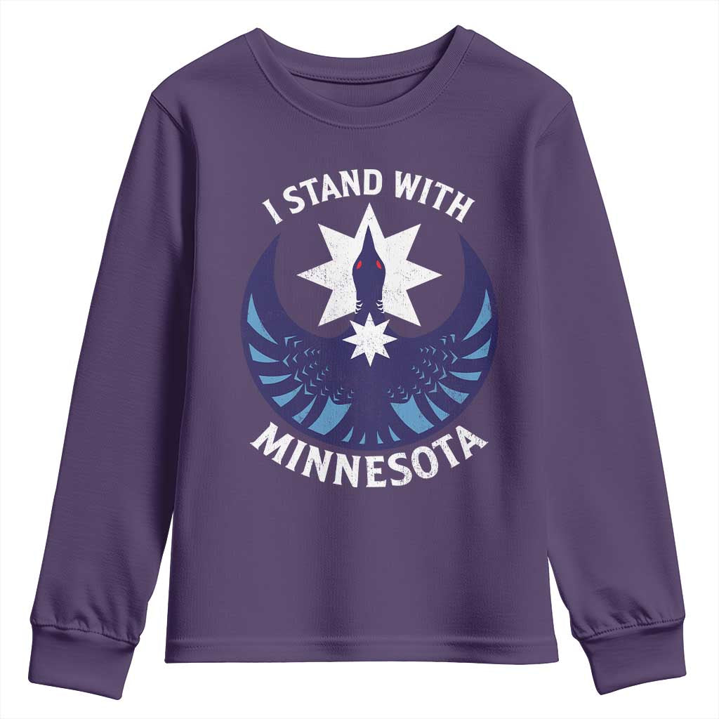 I Stand With Minnesota Youth Sweatshirt Rebel Common Loon Minnesota Protest